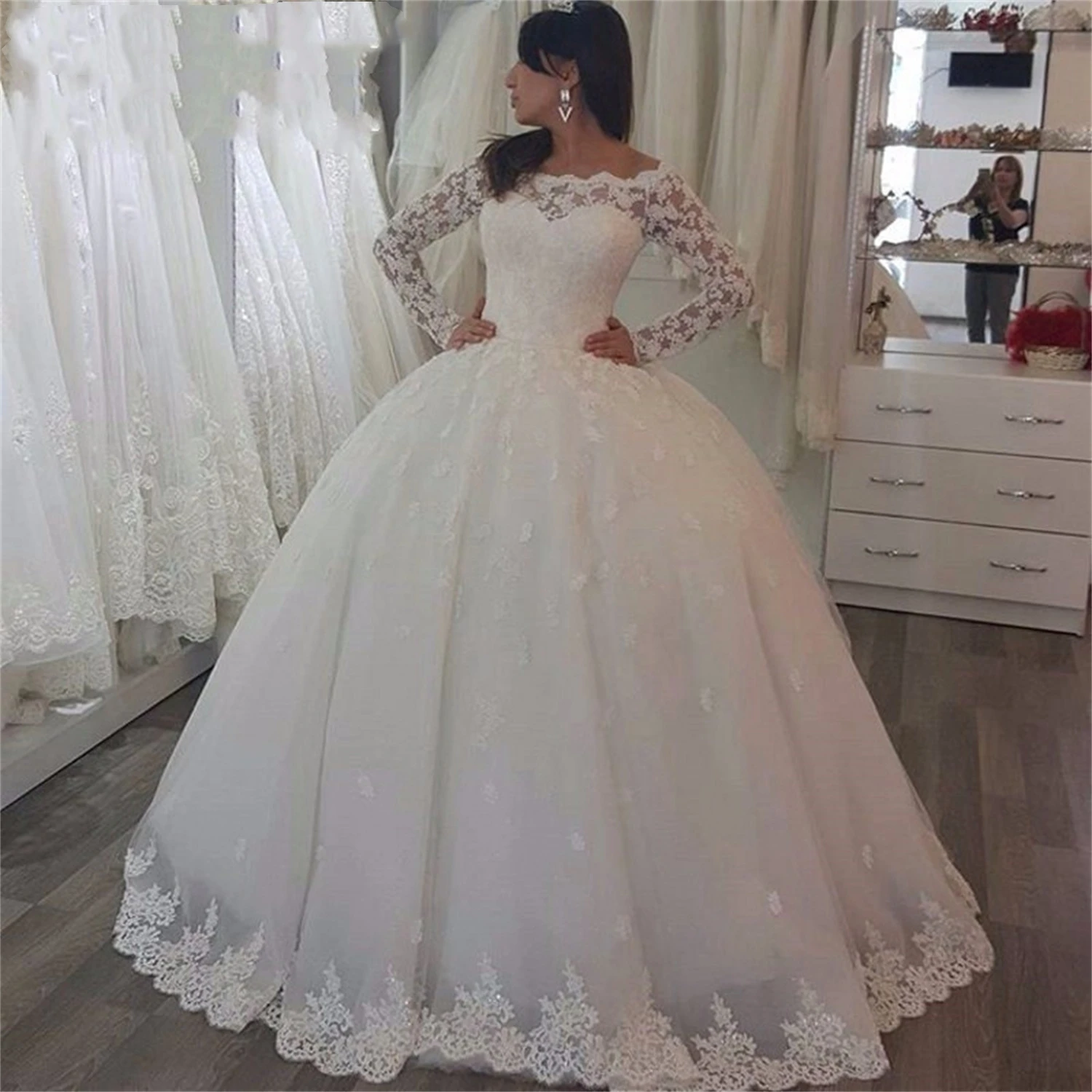 Csipke menyasszonyi ruha menyasszonyi ruhák nőknek 2023 Menyasszonyi menyasszonyi esküvői ruhák 2024 Bepeithy hivatalos áruház Női elegáns ruhák - 2