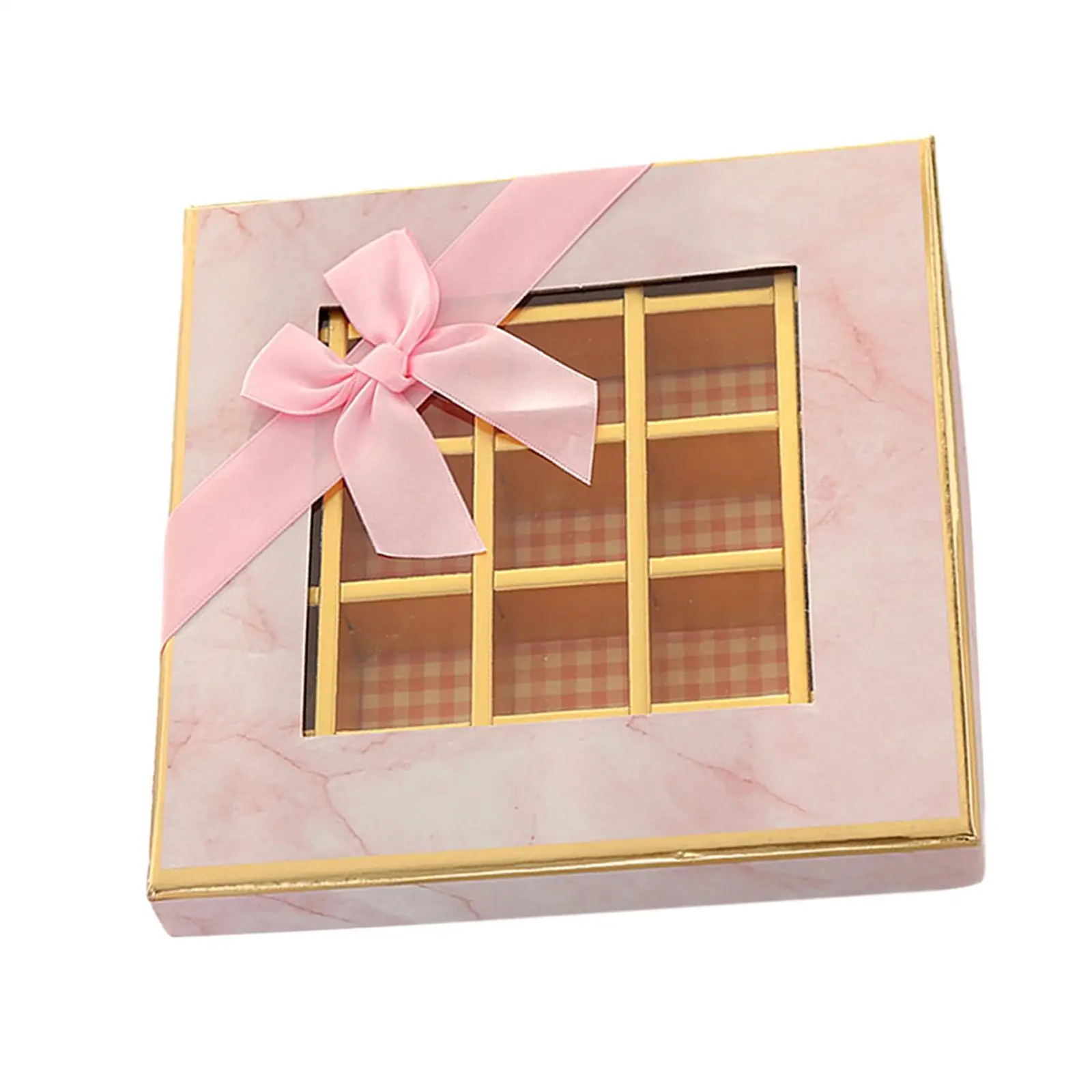 Csokoládé kijelző doboz 9 rácsos doboz ablakos doboz divatos könnyű ajándékcsomagoló doboz barátnőnek Barát karácsony - 3