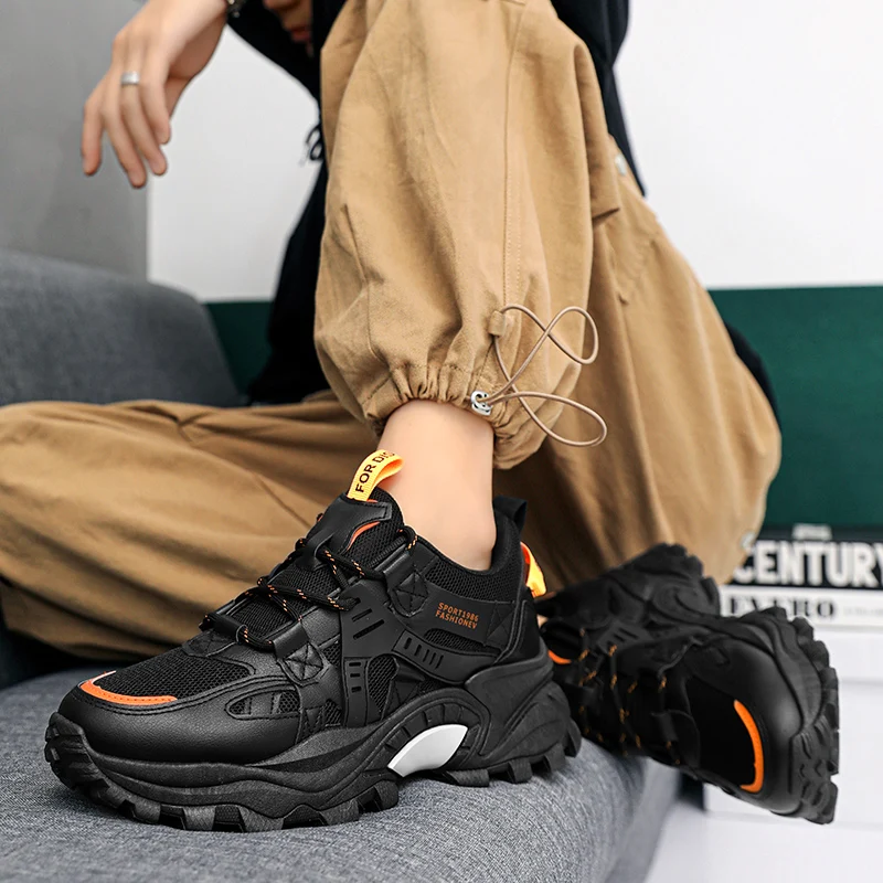 Damyuan férfi kültéri tornacipők Kényelmes, könnyű bokacipők Nagy méretű, lélegző futócipők csúszásmentes alkalmi férfi cipők - 4