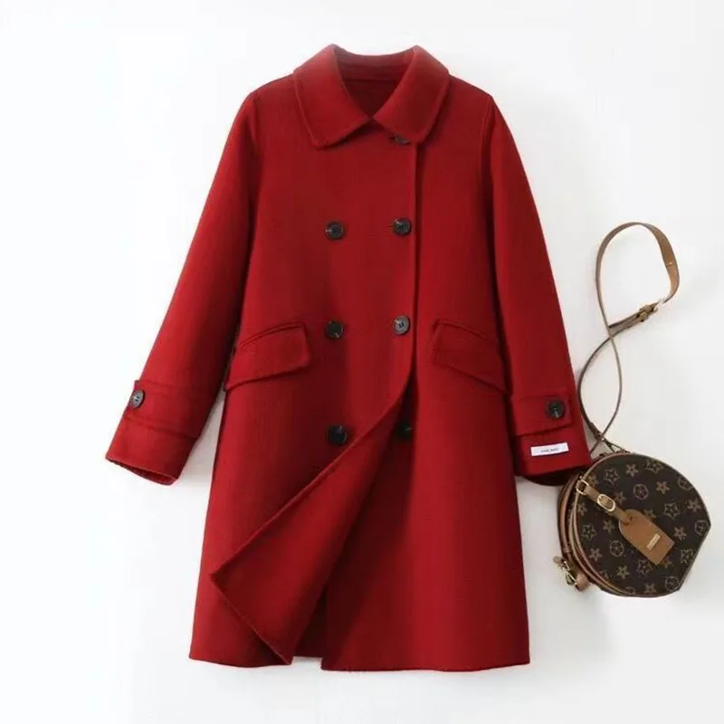 Divat alkalmi gyapjú széldzseki női kabát 2023 tél Új koreai laza hosszú vastag gyapjúkabát női felsőruházat őszi kabát - 1
