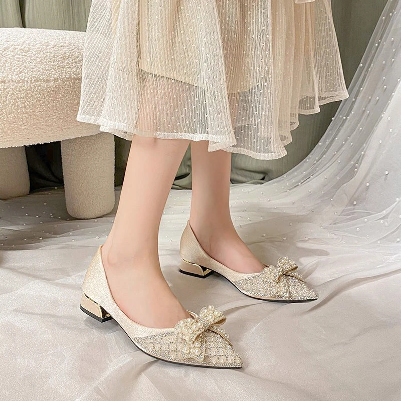 Divat gyöngy masni dekoráció Új szandál Nyári elegáns puha talp Kényelmes alkalmi alacsony sarkú női cipő Zapatos Mujer - 3