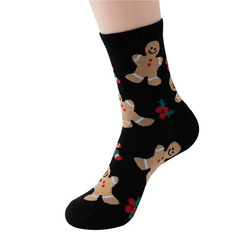 Divat Új karácsonyi zokni pamut rajzfilm karácsonyi cső piros zöld fekete minta női trend kényelmes zokni - 2
