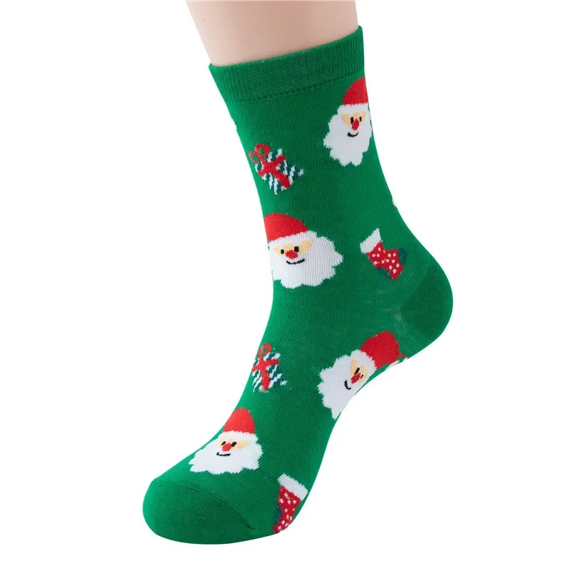 Divat Új karácsonyi zokni pamut rajzfilm karácsonyi cső piros zöld fekete minta női trend kényelmes zokni - 3