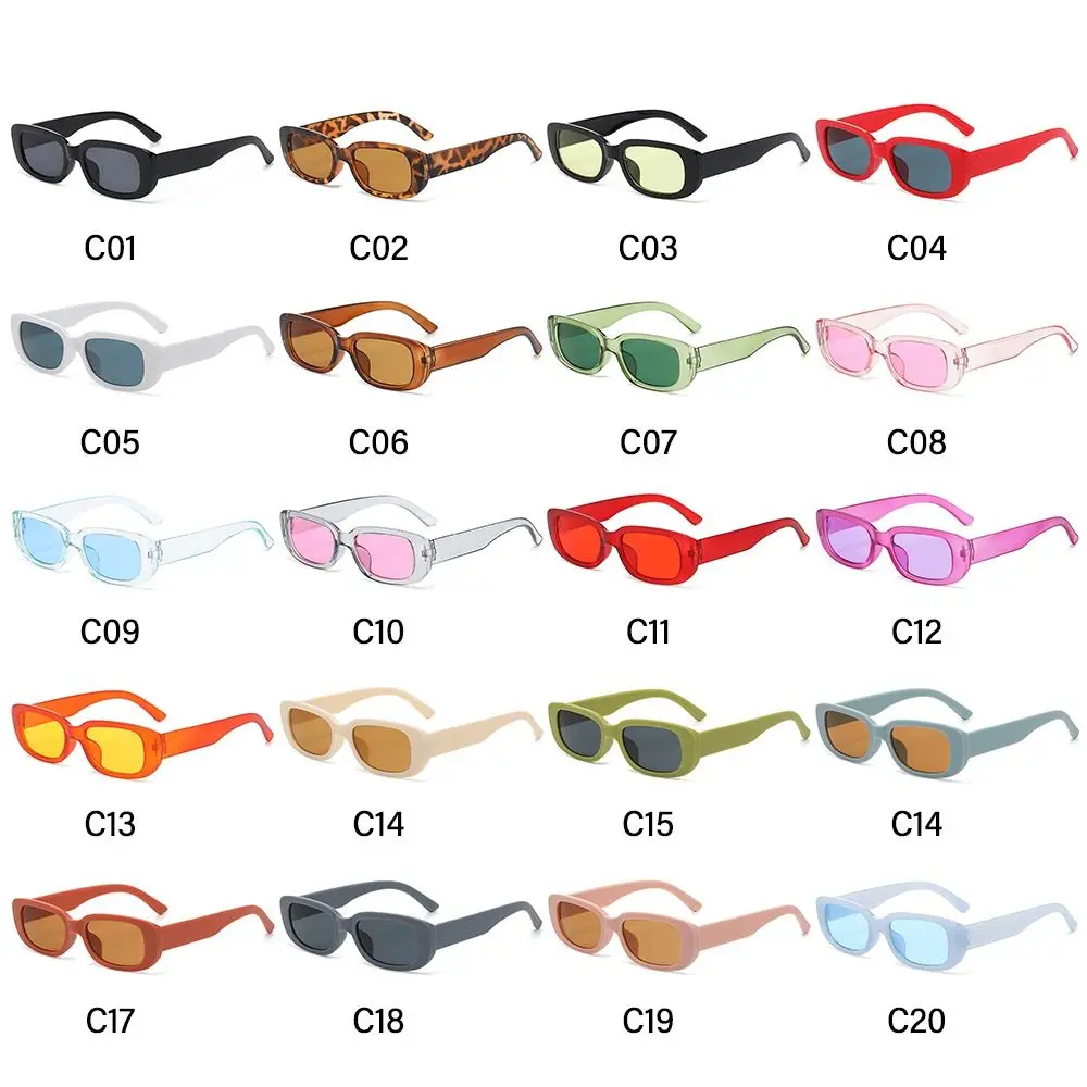 Divatos cukorka színű retro UV400 védelem vintage árnyalatok téglalap alakú napszemüvegek Napszemüvegek nőknek Férfi Y2K napszemüveg - 5
