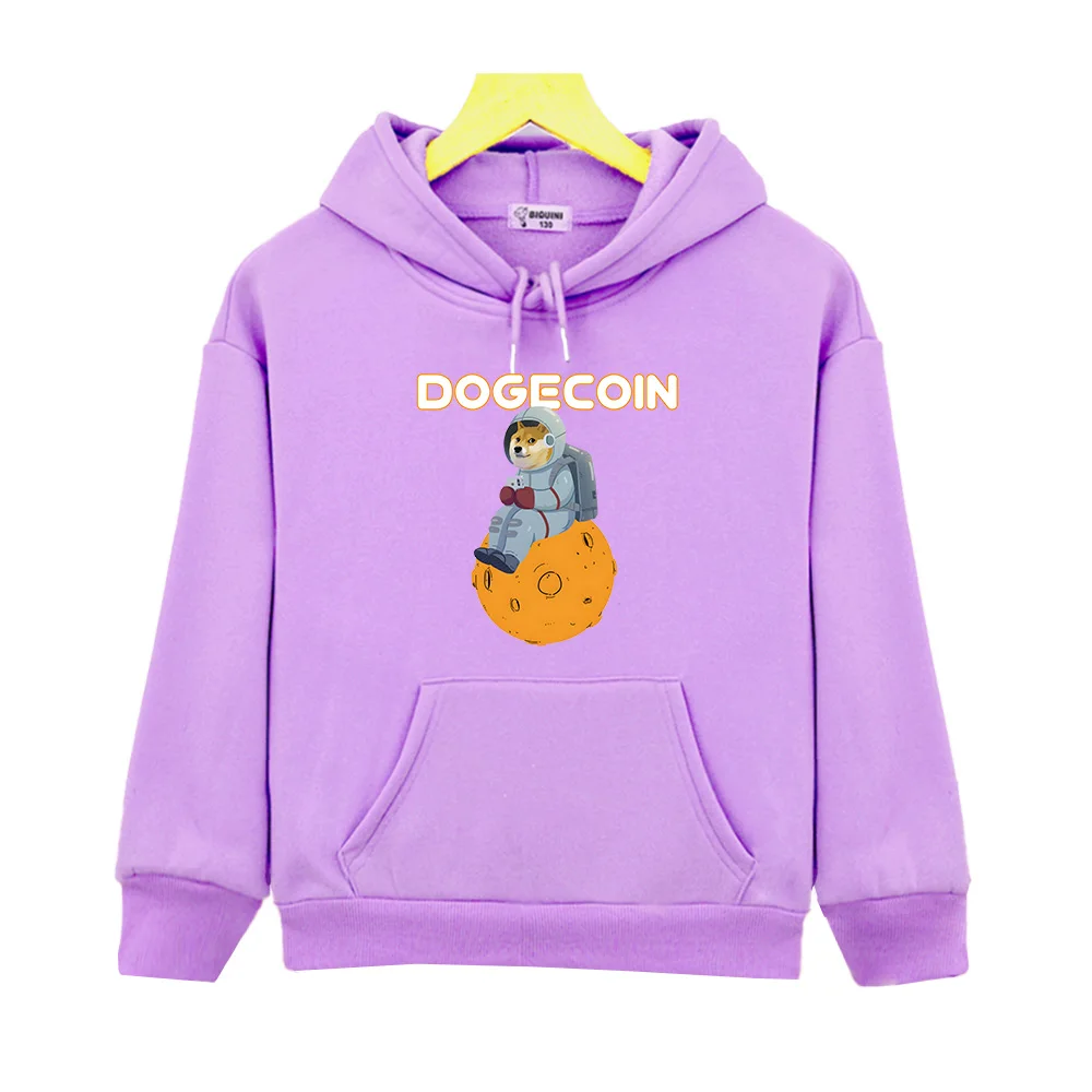 Dogecoin Űrhajós Kutya kapucnis pulóverek Gyerekek Vicces Rajzfilm Nyomtatás Pulóverek Fiúk és lányok Őszi pulóverek Hosszú ujjú Kényelmes - 0