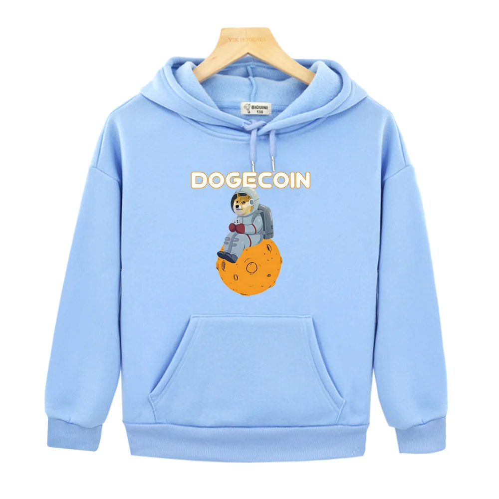 Dogecoin Űrhajós Kutya kapucnis pulóverek Gyerekek Vicces Rajzfilm Nyomtatás Pulóverek Fiúk és lányok Őszi pulóverek Hosszú ujjú Kényelmes - 3
