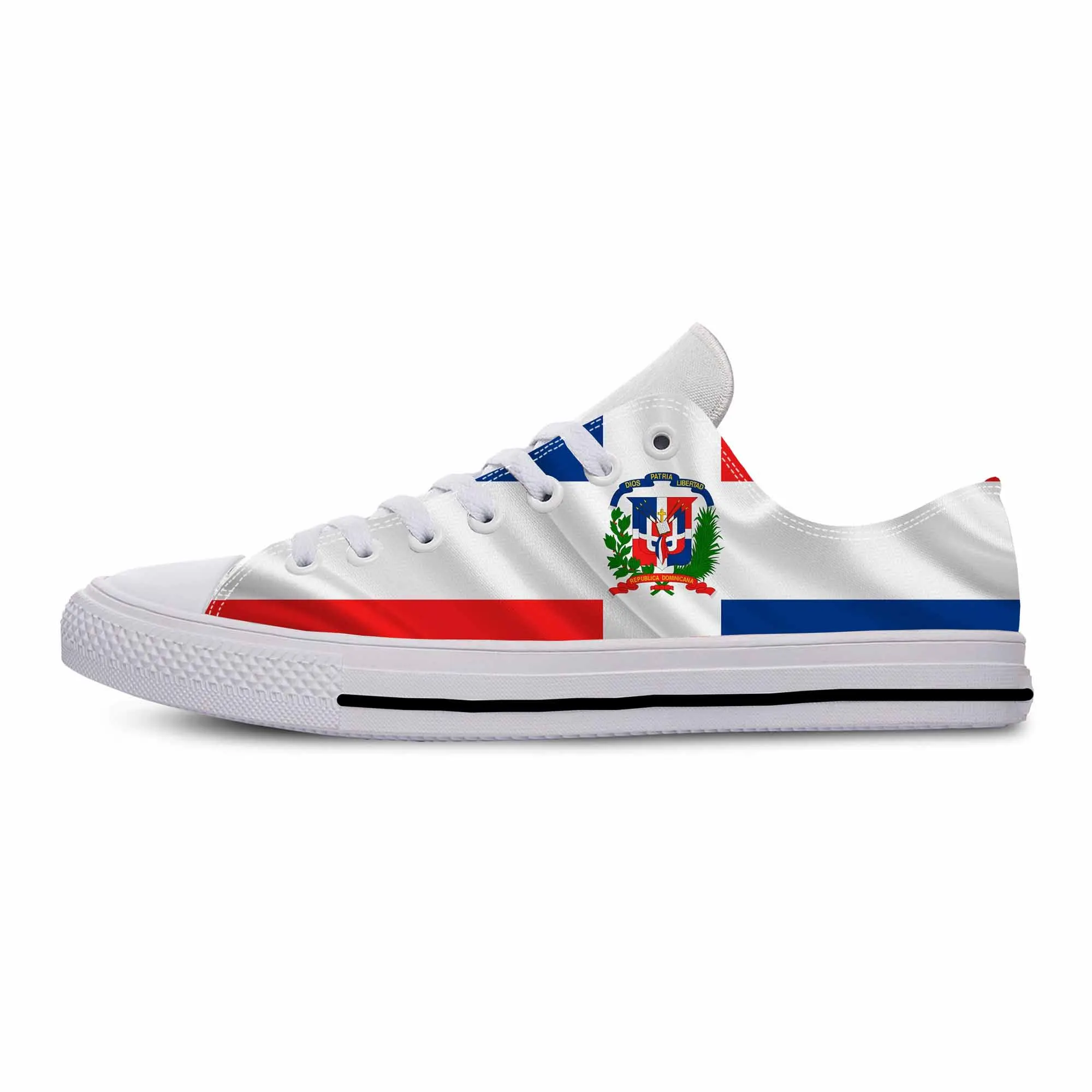 Dominikai Köztársaság Zászló Hazafias büszkeség alkalmi szövet cipők alacsony felső kényelmes lélegző 3D nyomtatás Férfi női tornacipők - 0