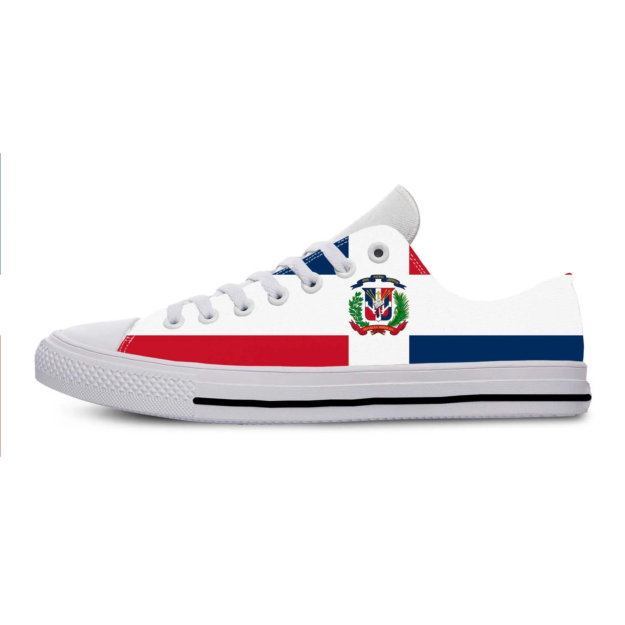 Dominikai Köztársaság Zászló Hazafias büszkeség alkalmi szövet cipők alacsony felső kényelmes lélegző 3D nyomtatás Férfi női tornacipők - 3