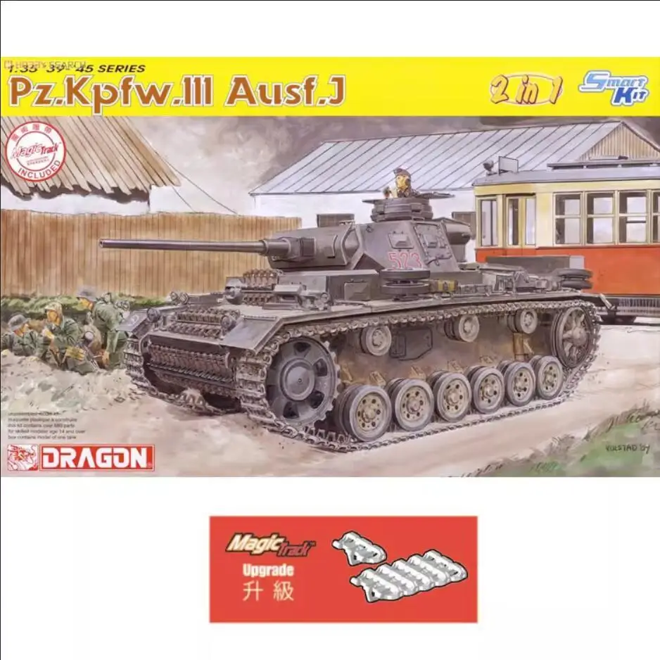 Dragon 6394 1/35 méretarány Pz.Kpfw.III Ausf.J (2 az 1-ben) w/Magic Tracks modellkészlet - 0