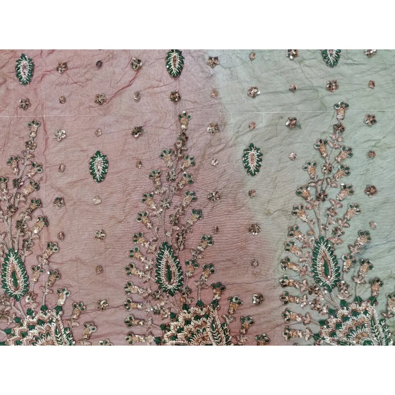 Egzotikus indiai Dupatta sál Virágos kézi hímzés Szövetháló Esküvői fátyol - 2