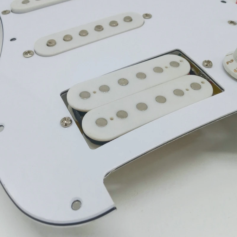 Elektromos gitár pickguard hangszedők előre betöltve Előre huzalozott kaparólap szerelvény 11 lyukú SSH fehér - 3