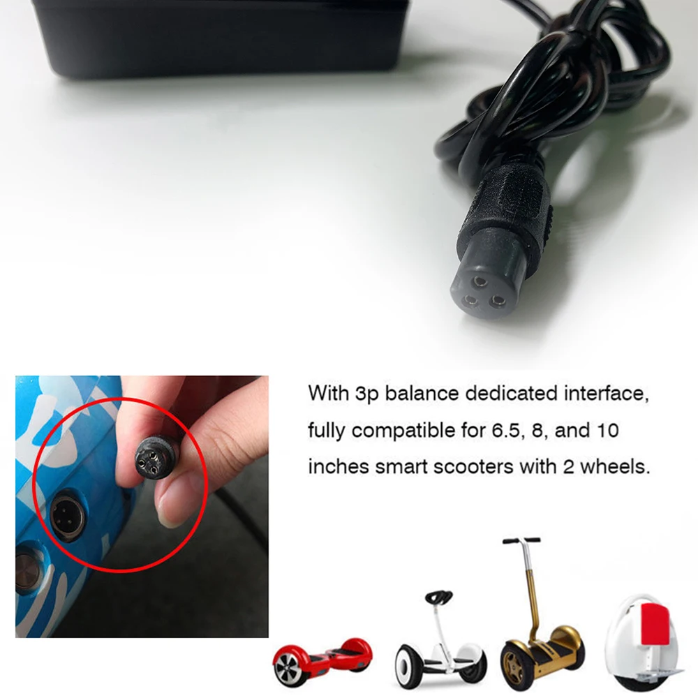  elektromos robogó töltő US UK EU csatlakozós töltő akkumulátor adapter töltő Hoverboard Balance keréktöltő robogó tartozék - 2
