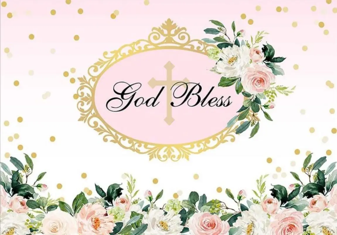 Elsőáldozási háttér Isten áldja meg a keresztséget Virág keresztelő virág Virágos babaváró dekorációk Banner fotózás Háttér - 1