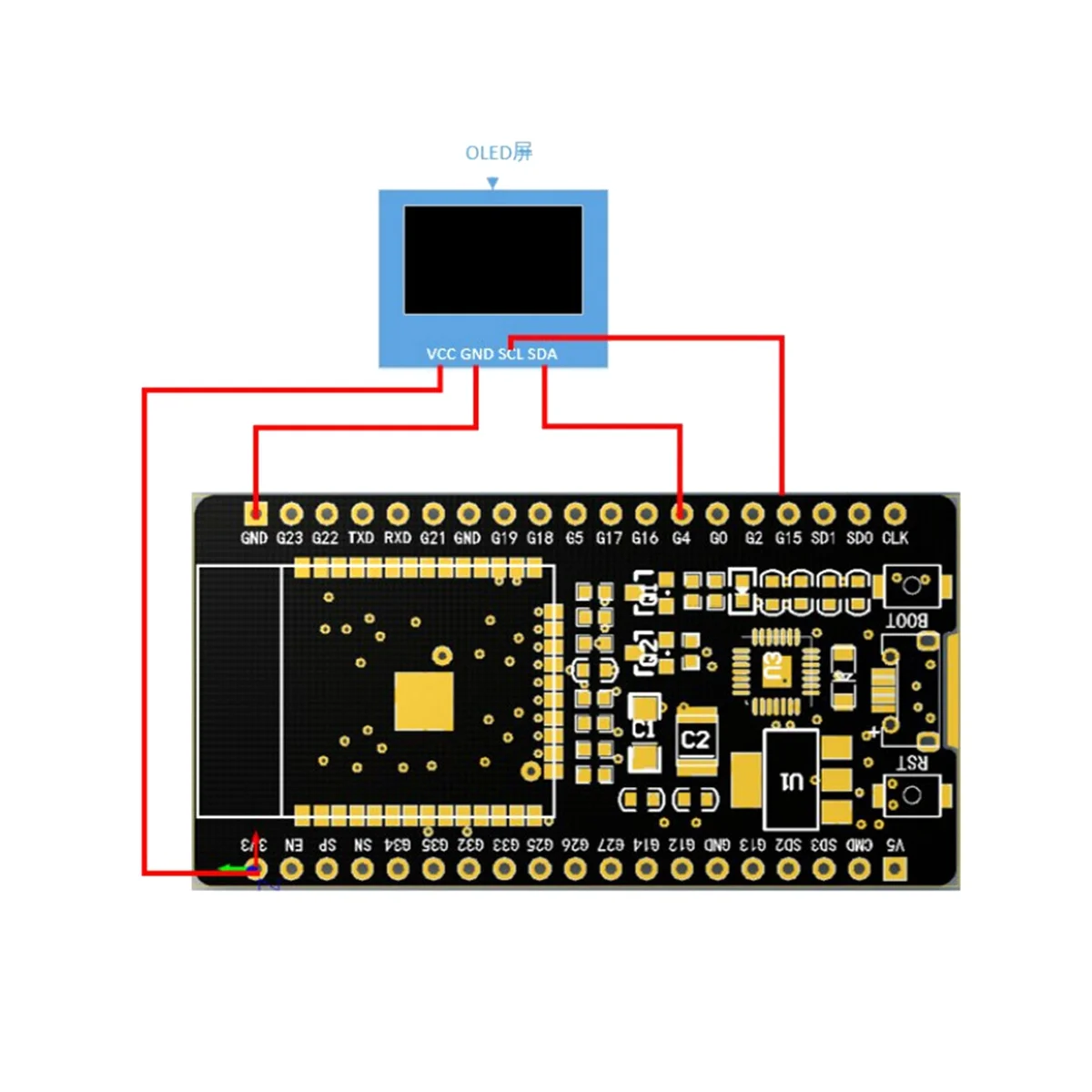 ESP32F modul fejlesztő kártya CH340 illesztőprogram vezeték nélküli WiFi Bluetooth fejlesztőkártya 1,3 hüvelykes színes képernyővel - 5