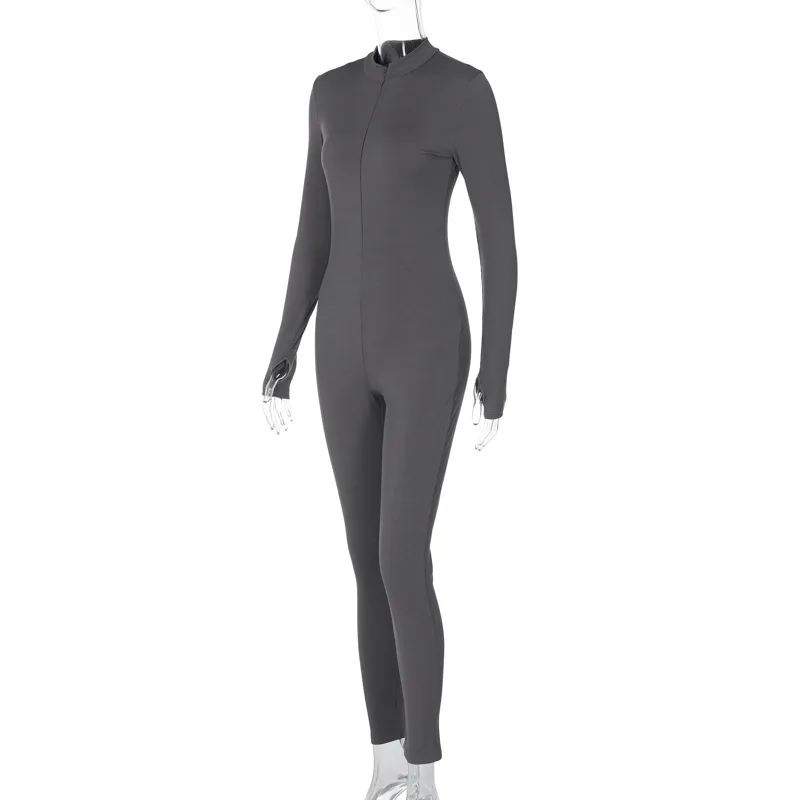 Európai és amerikai női ruházat 2023 tél Új termék divat mellkas cipzár vékony szabású hosszú ujjú jumpsuit nőknek - 4