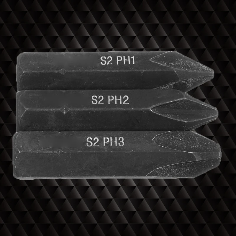 Fekete 8mm ötvözött acél csavaros ütőbit erős mágneses bit kopásálló PH1 PH2 PH3 3 részes készlet szerszámok 40JA - 1