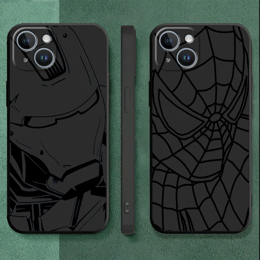 Fekete puha páncéltok iPhone 12 Mini 11 Pro XR 7 6s 8 XS X 14 15 Plus 13 Pro Max SE borítóhoz Marvel Bosszúállók képregények Pókember - 1