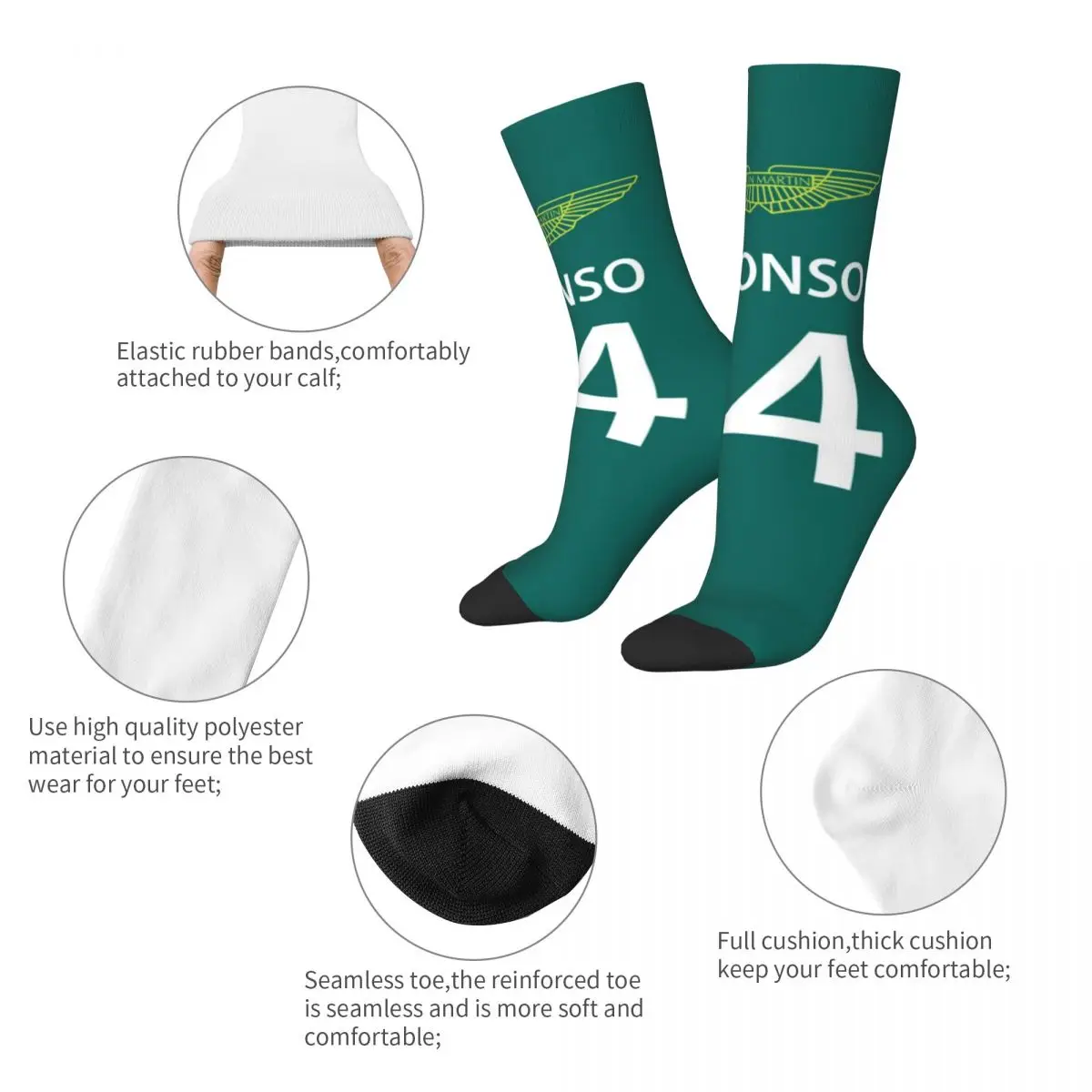 Fernando Alonso Harisnya 14 mintás divatos zokni Őszi izzadásgátló zokni Uniszex futásgátló sport meleg puha zokni - 5