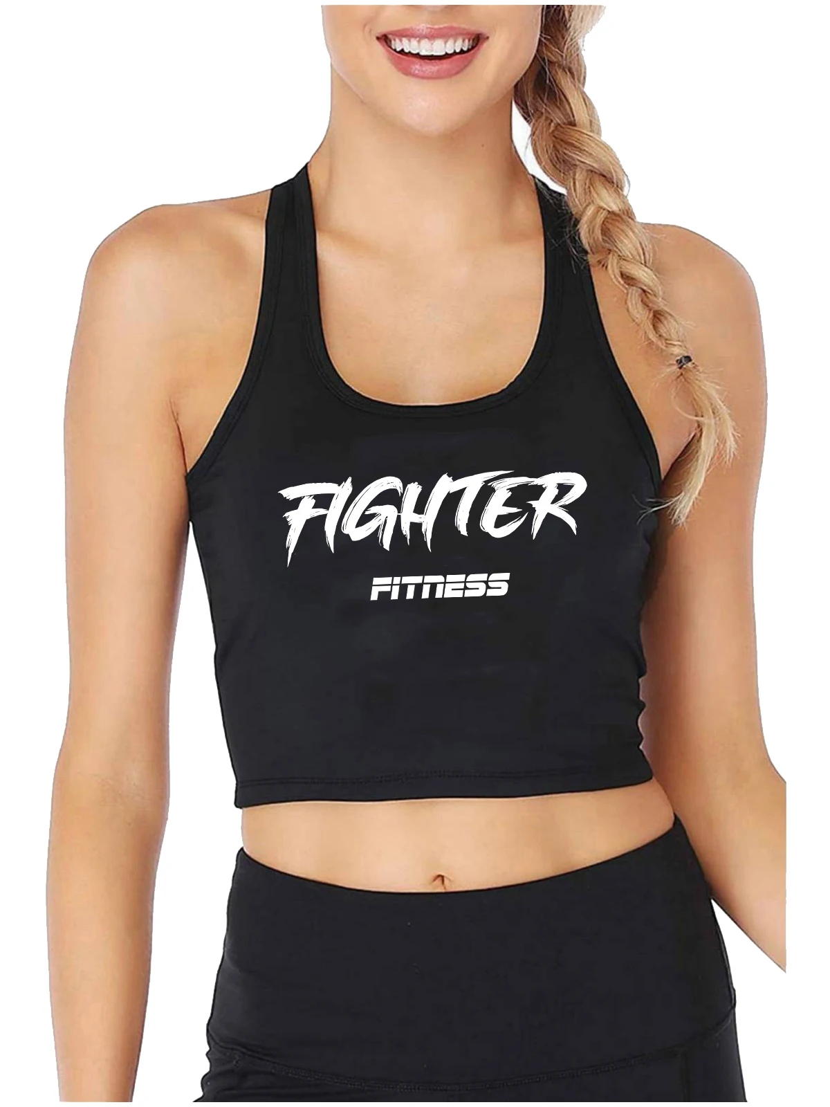 Fighter Fitness Design Sexy Slim Fit Crop Top edzőterem Fitness Sport edzés Tank Tops Lány vicces minőségű pamut Camisole - 0