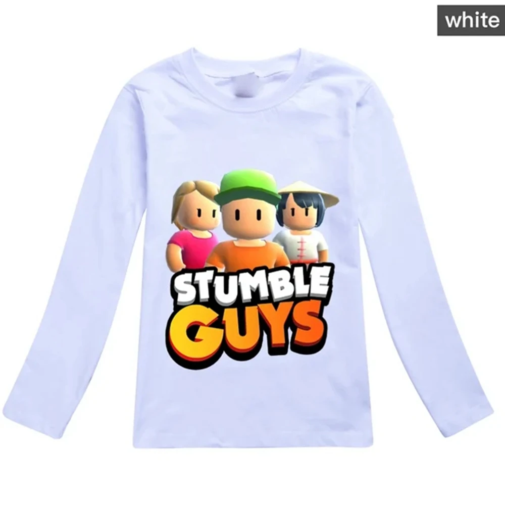 Fiú hosszú ujjú ruházat Pólók Tavaszi őszi pulóver Gyermek lányok felsők Rajzfilm Stumble Guys Pólók Pamut gyerekek öltözködése - 1