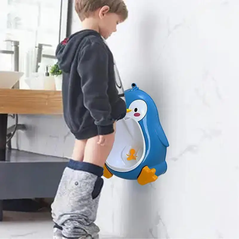 Fiú piszoár kisgyermekeknek bili fiúk piszoár álló kisgyermekek számára falra szerelhető pingvin alakú WC-edzés Pisilő állvány fiúknak - 3
