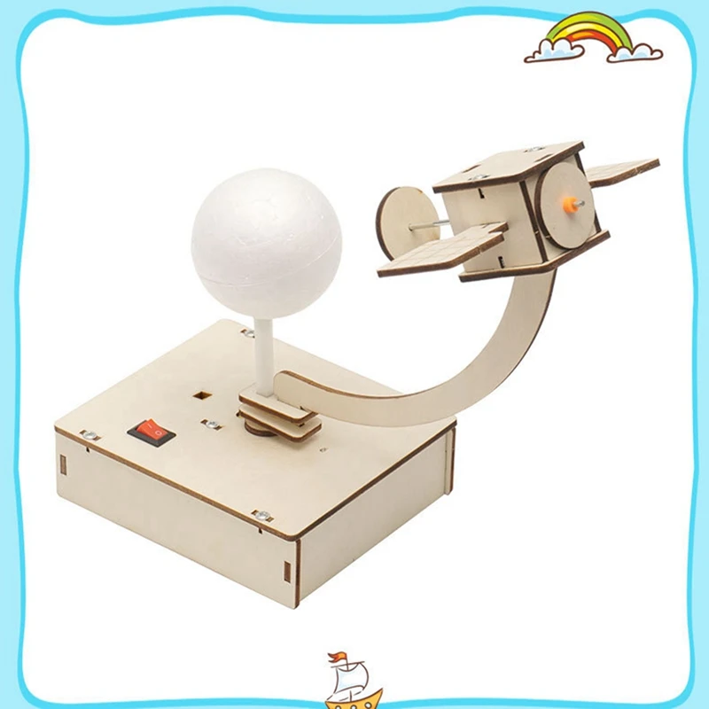 Forgó pálya Műholdas repülőgép modell DIY kézzel készített tudomány Gizmo űrállomás játékok gyerekeknek ajándék STEM tanulási játék - 3