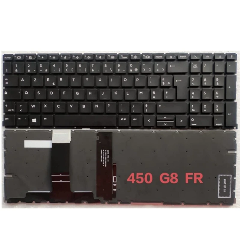 Francia háttérvilágítású billentyűzet HP ProBook 450 G8 / 455 G8 / 455R G8 / 650 G8 / 655 G8 / ZHAN66 Pro 15 G4 / HSN-Q31C FR készülékhez - 0