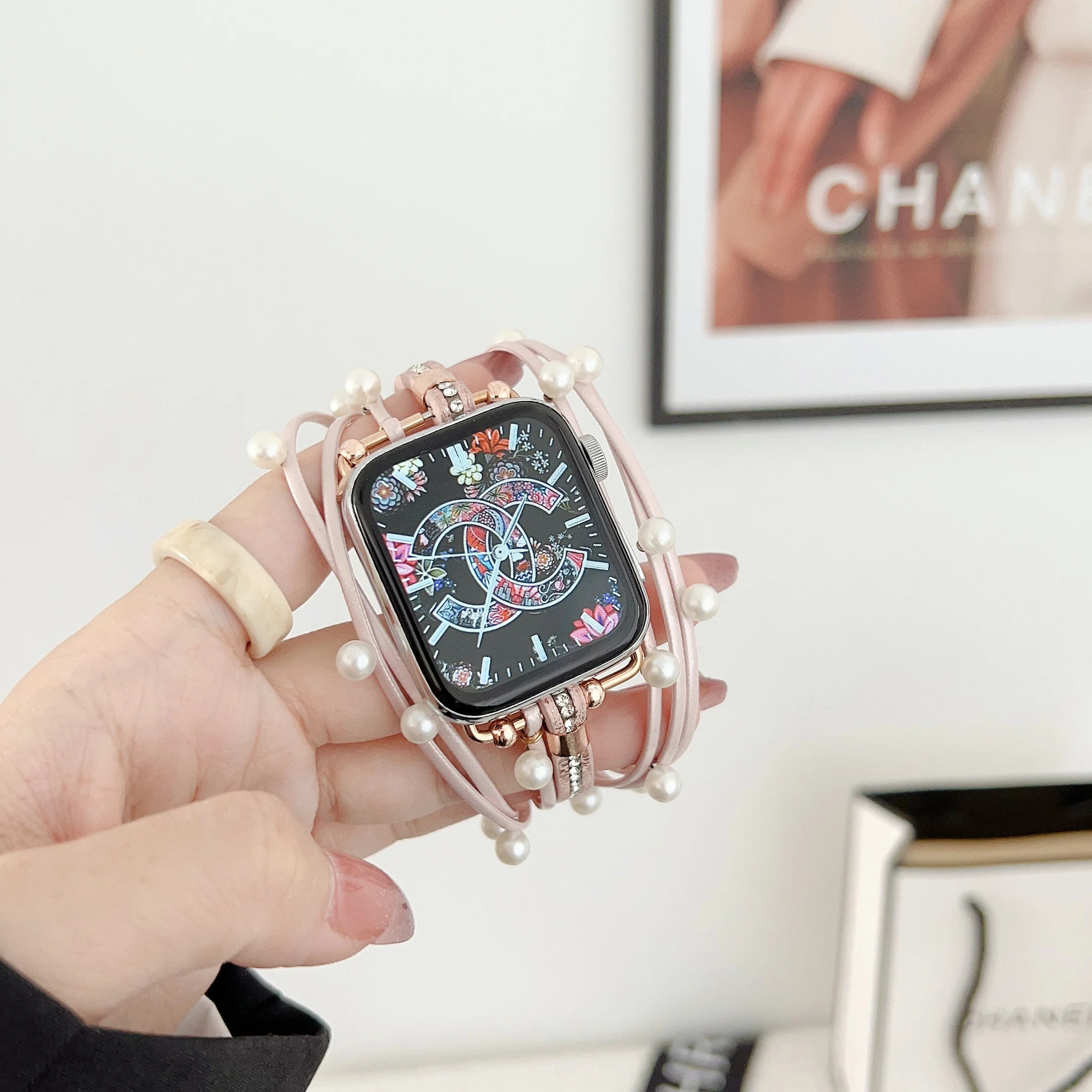 Fém ékszerek Apple Watch szíjhoz 8 44mm 45mm 49mm rozsdamentes acél bőr lány karkötő Apple Watch 7 6 5 SE sorozat 40mm 41mm - 3