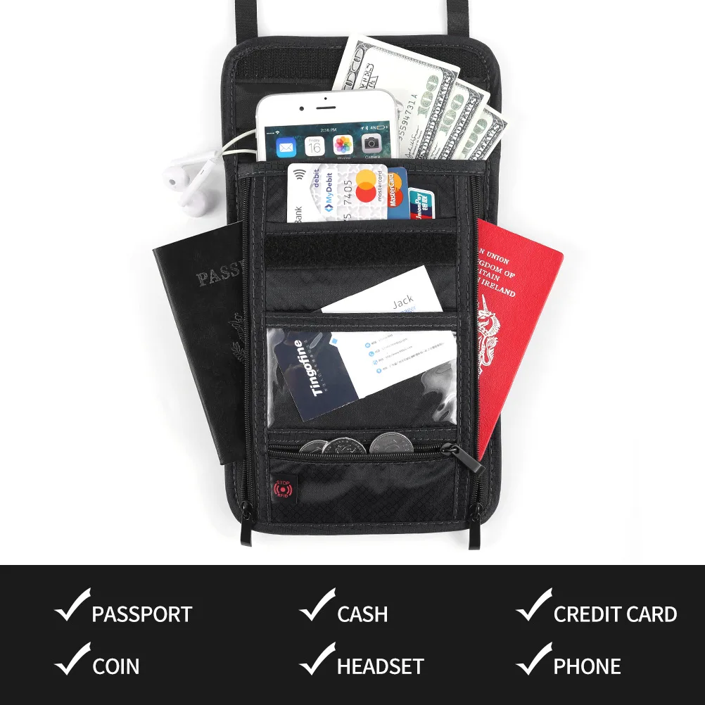 Férfi Női Sport Futás Utazás Lopásgátló pénztárca RFID Multifunkcionális vízálló átlátszó útlevéltáska Üzleti utazótáska - 3