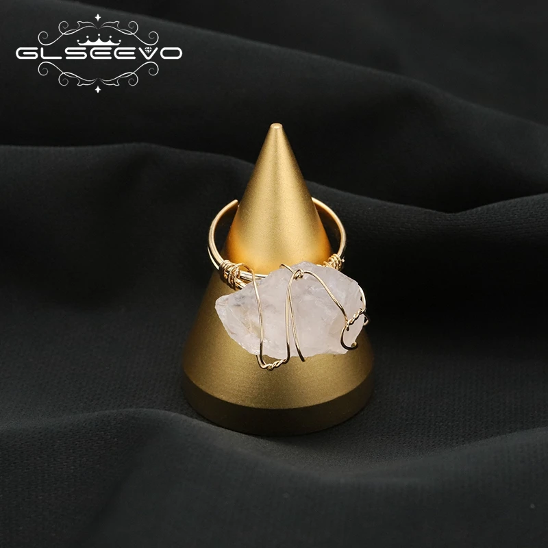 GLSEEVO Fehér kristály tekercsgyűrűk nőknek Minimalizmus Trend Romantikus Retro Luxus Ékszerek Karácsonyi ajándékok - 0