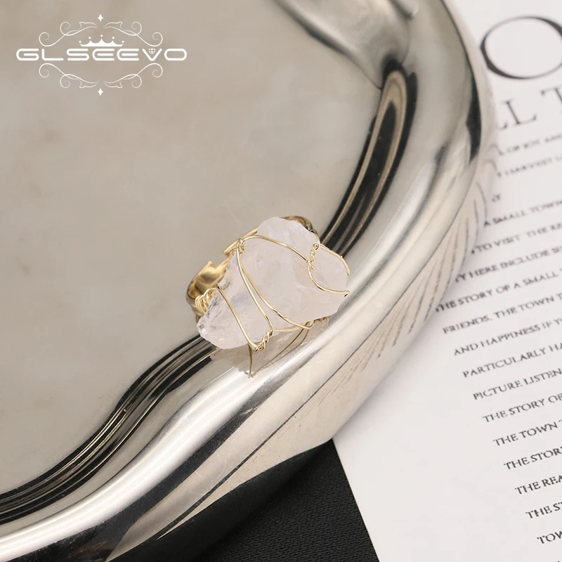 GLSEEVO Fehér kristály tekercsgyűrűk nőknek Minimalizmus Trend Romantikus Retro Luxus Ékszerek Karácsonyi ajándékok - 2