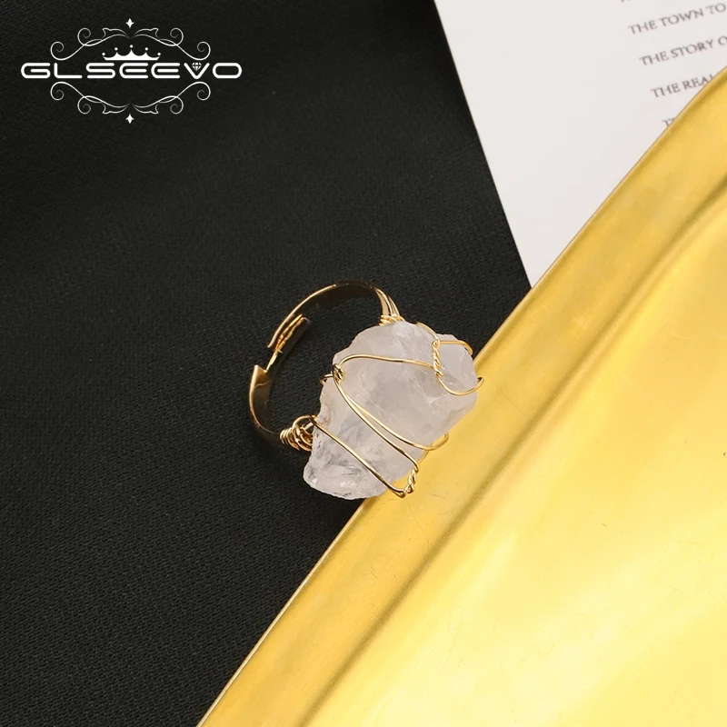 GLSEEVO Fehér kristály tekercsgyűrűk nőknek Minimalizmus Trend Romantikus Retro Luxus Ékszerek Karácsonyi ajándékok - 3