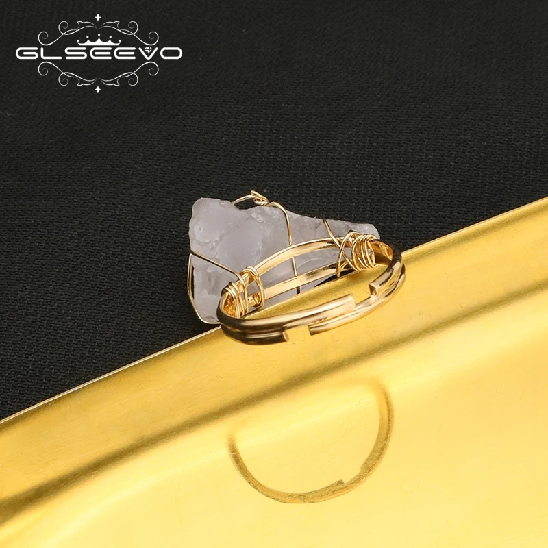 GLSEEVO Fehér kristály tekercsgyűrűk nőknek Minimalizmus Trend Romantikus Retro Luxus Ékszerek Karácsonyi ajándékok - 4