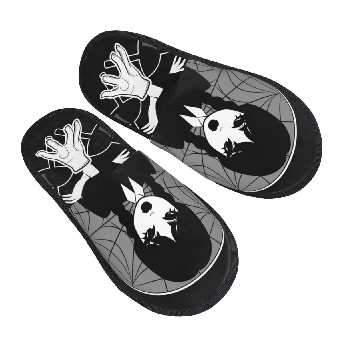 Goth vicces Halloween szerda Addams House papucs nők Kényelmes memóriahab csúszás a szállodai papucscipőn - 0