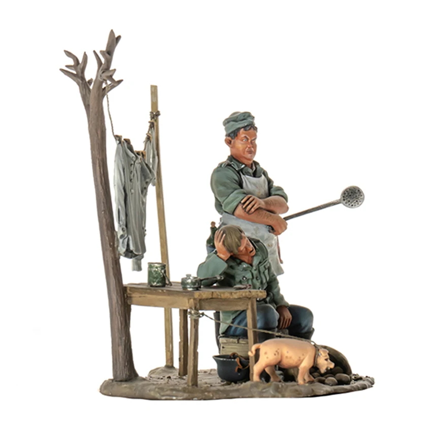 Gyanta katona 1/32 A szolgálaton kívüli személyzetnek van egy pihenő katonája Modell Unassambled Unfest figuraépítő készlet - 3