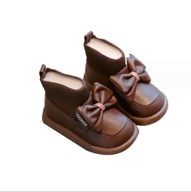 Gyermek divat Egyszerű rövid csizma lányoknak csúszásmentes divat bőr csizma Klasszikus koreai stílusú fiú hócsizma 2023 tornacipők - 5