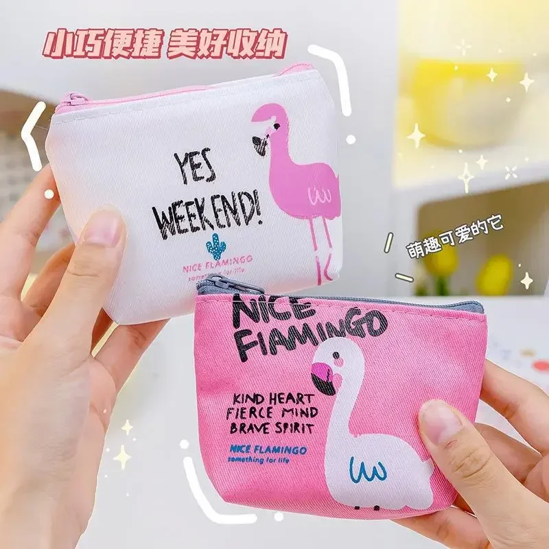 Gyermek vászon érme pénztárca női Instagram aranyos rajzfilm fülke flamingó tároló táska diákdíj ajándék - 2