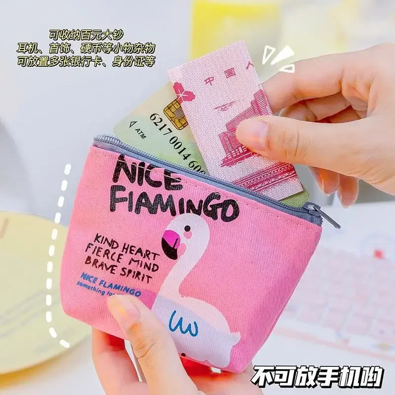 Gyermek vászon érme pénztárca női Instagram aranyos rajzfilm fülke flamingó tároló táska diákdíj ajándék - 3