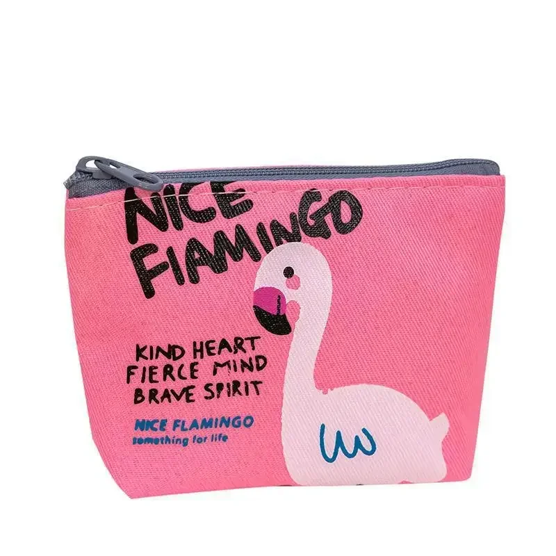 Gyermek vászon érme pénztárca női Instagram aranyos rajzfilm fülke flamingó tároló táska diákdíj ajándék - 4