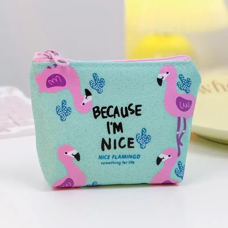 Gyermek vászon érme pénztárca női Instagram aranyos rajzfilm fülke flamingó tároló táska diákdíj ajándék - 5