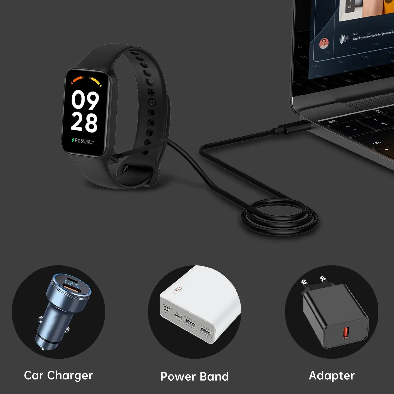  gyorstöltő kábel Redmi Watch3 okosóra kábelhez Hordozható USB adapter töltő kábel Óra adatok - 1
