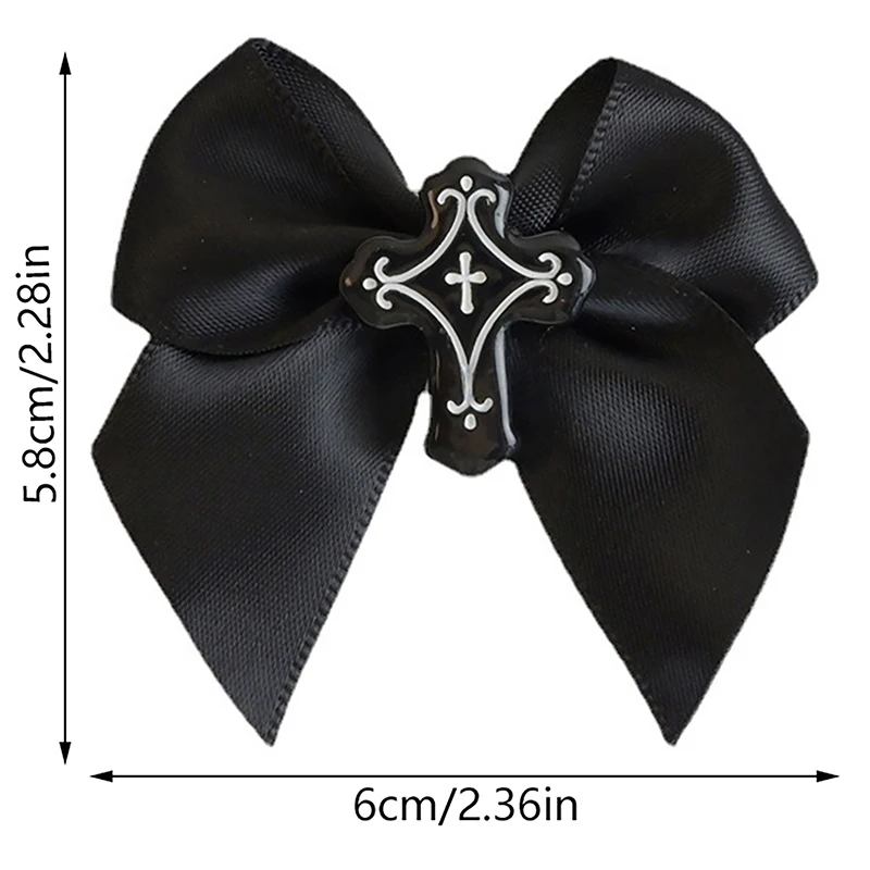 Halloween fekete bowknot kereszt hajtű Y2k Lolita gótikus divat Punk hajklipek Party Haj kiegészítők dekoráció - 5