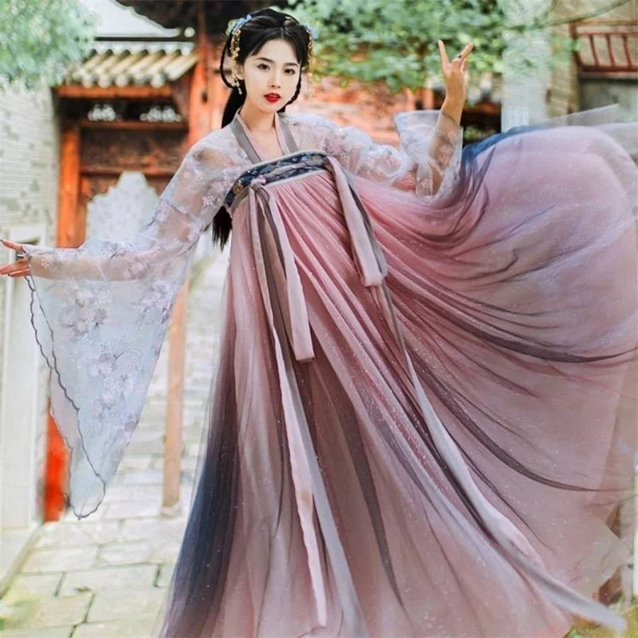 Hanfu Ruha Nők Kínai Hagyományos Tündér Cosplay Jelmez Ősi Hanfu Ruha Diák Hanfu Zöld-kék ruha Plus XL méret - 3