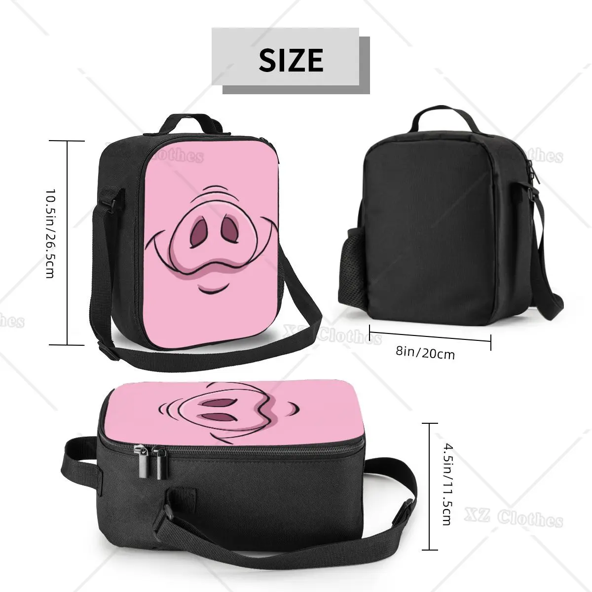 Happy Pig szigetelt uzsonnás táska kempingezéshez Utazás rajzfilm Állati orr újrafelhasználható hőhűtő Bento Box Férfi Nők Gyermekek - 2