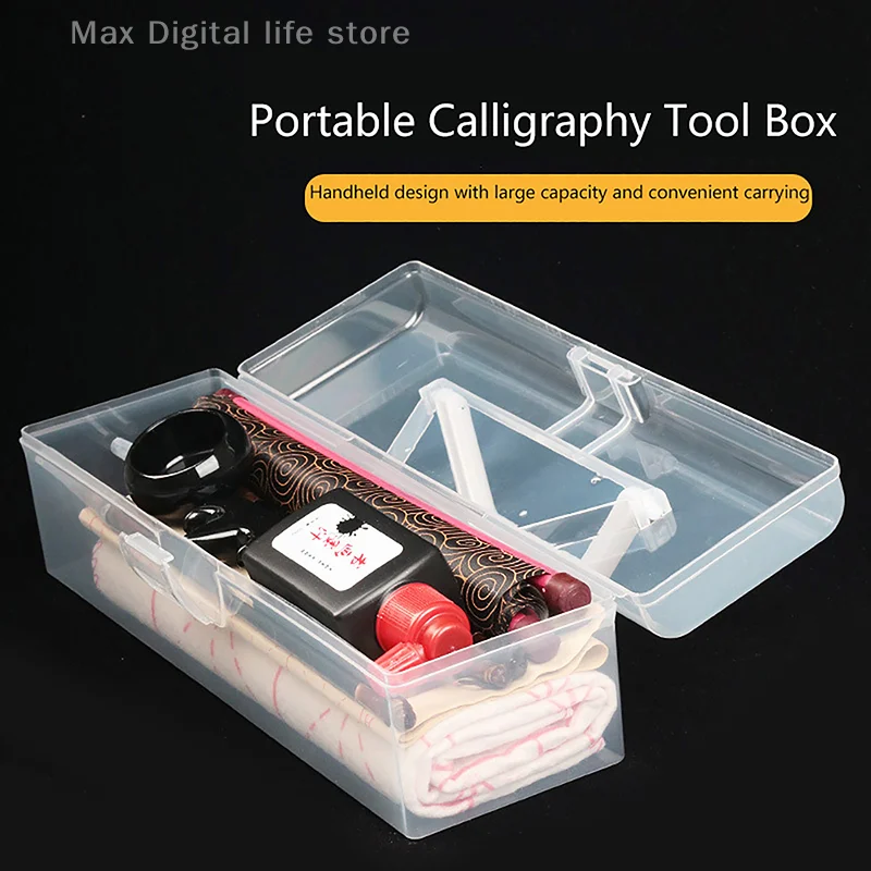 Hordozható műanyag átlátszó ceruzatartó kefe tároló doboz Kalligráfia eszköztár Eszközök Hordozható művészeti tároló doboz - 1