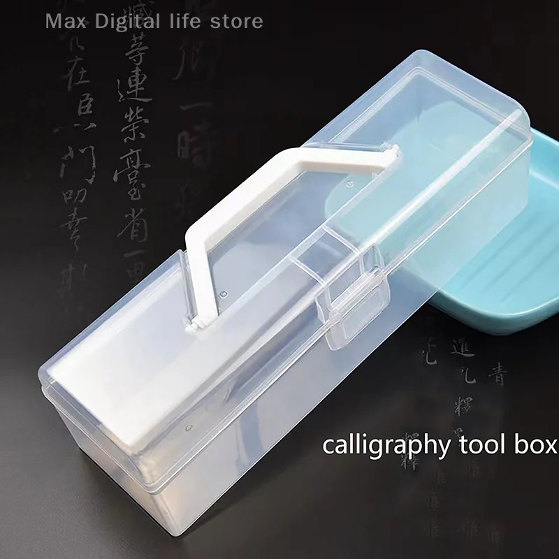 Hordozható műanyag átlátszó ceruzatartó kefe tároló doboz Kalligráfia eszköztár Eszközök Hordozható művészeti tároló doboz - 2