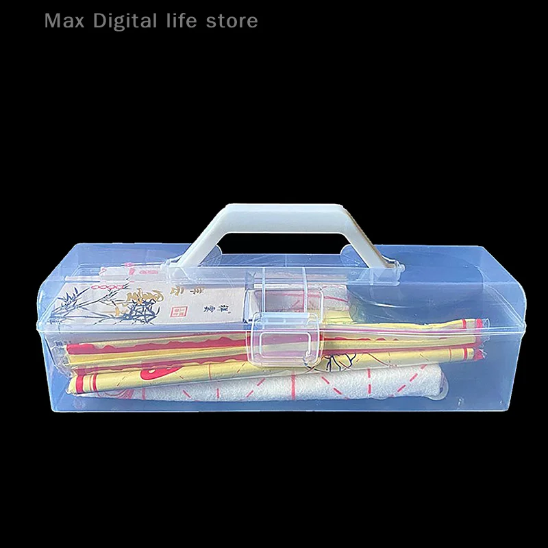 Hordozható műanyag átlátszó ceruzatartó kefe tároló doboz Kalligráfia eszköztár Eszközök Hordozható művészeti tároló doboz - 3