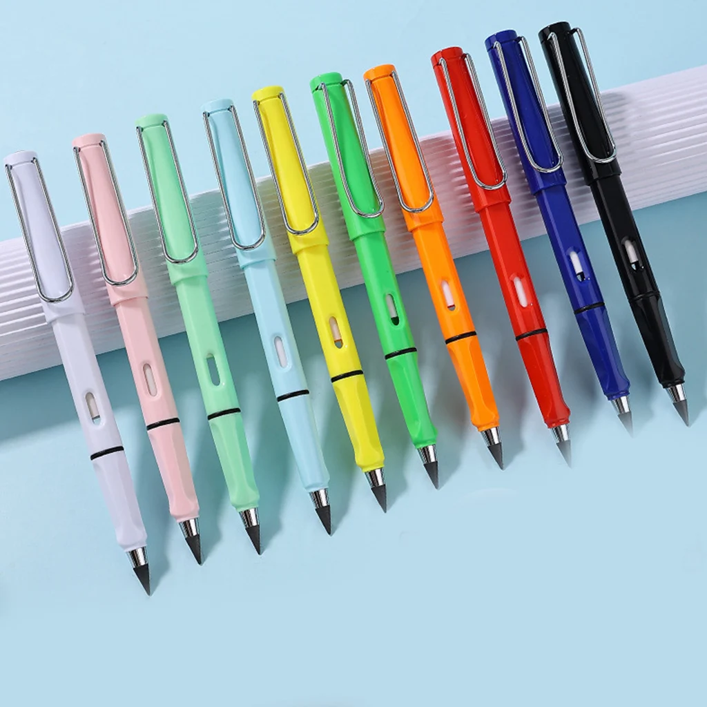 Hordozható tinta nélküli ceruza Tintatoll cserélhető készlet Csúszásmentes tolltartó radírral Hordozható stílusos kialakítás Diákok tanár - 2
