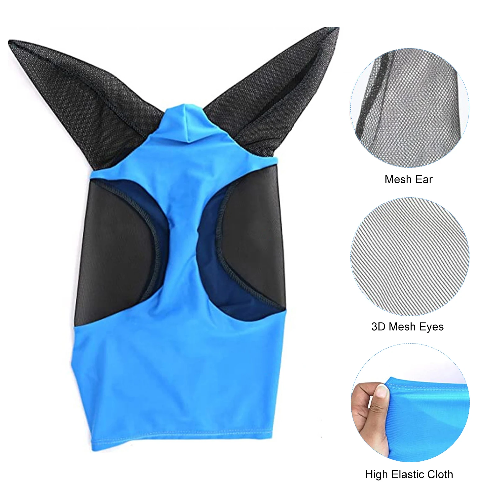 Horse Fly Mask 3D Design kellékek ergonómia Pet nyári szemvédő pajzs szúnyogirtó fül fél arc háló Fly védőburkolat alkatrészek - 5