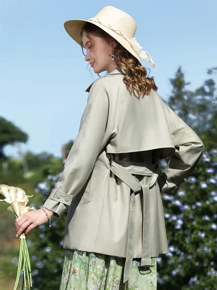 I BELIEVE YOU Zöld francia női árok brit stílusú középhosszú kabát 2024 tavasz Új magas derékú utcai kabátok 2241185598 - 1